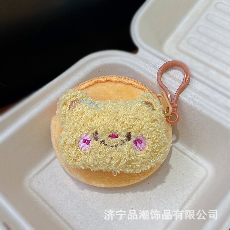 Tiktok Plush Doll Butter Bear Mini Coin Purse Red Book Headphone Bag Storage Bag Hangable Keychain - Image 4