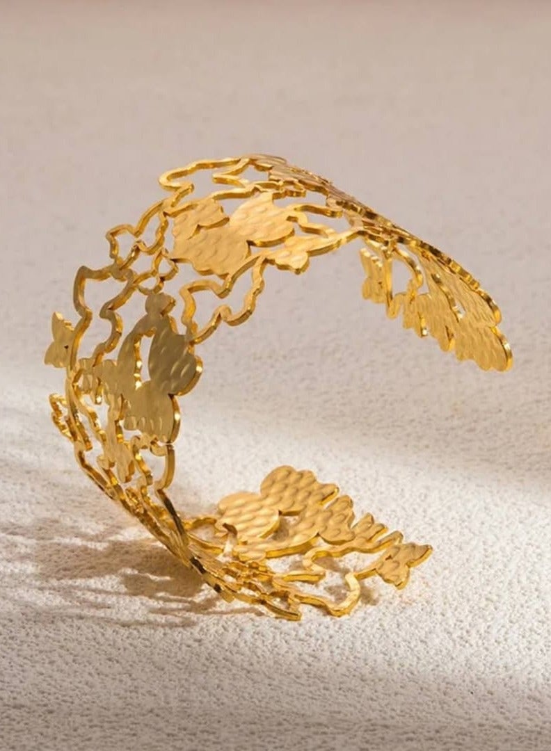 Rwnq Women's " Bracelets Butterflies" Gold Accessory Bracelet: Stainless Steel Cuff Bracelet for Women | Elegant and Luxurious Design_Women's accessories_Stainless accessories - Women's Stainless Steel Accessories - Jewelry - Accessories  - Image 1