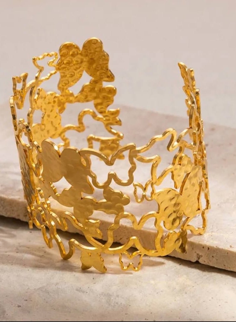 Rwnq Women's " Bracelets Butterflies" Gold Accessory Bracelet: Stainless Steel Cuff Bracelet for Women | Elegant and Luxurious Design_Women's accessories_Stainless accessories - Women's Stainless Steel Accessories - Jewelry - Accessories  - Image 2