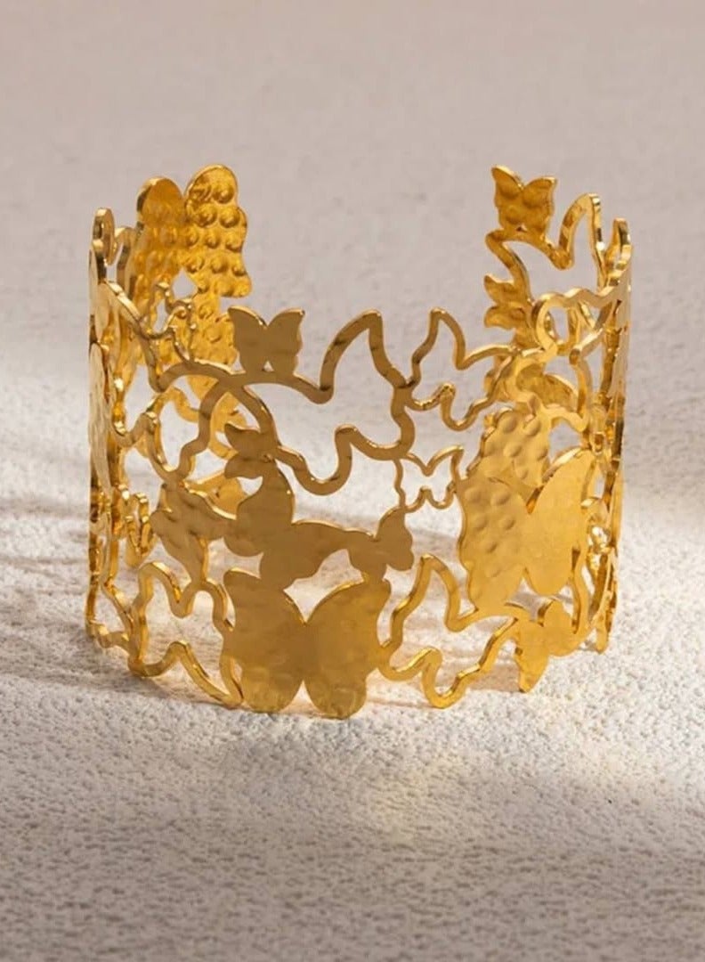 Rwnq Women's " Bracelets Butterflies" Gold Accessory Bracelet: Stainless Steel Cuff Bracelet for Women | Elegant and Luxurious Design_Women's accessories_Stainless accessories - Women's Stainless Steel Accessories - Jewelry - Accessories  - Image 4