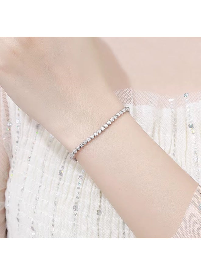 رونق انسيال سواريه تنس مرصع بالكريستال اللامع مصنوع من البلاتين مناسب للسهرات والمناسبات الخاصه هديه مثايه للفتيات- قابل للتعديل -مجوهرات نسائيه -اكسسوارات بنات - Image 3