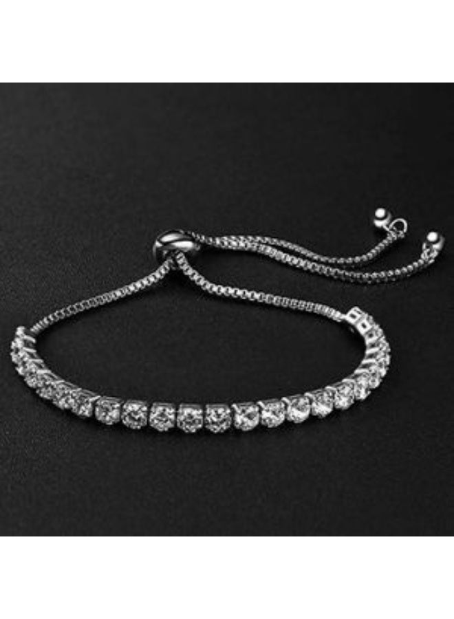 رونق انسيال سواريه تنس مرصع بالكريستال اللامع مصنوع من البلاتين مناسب للسهرات والمناسبات الخاصه هديه مثايه للفتيات- قابل للتعديل -مجوهرات نسائيه -اكسسوارات بنات - Image 2