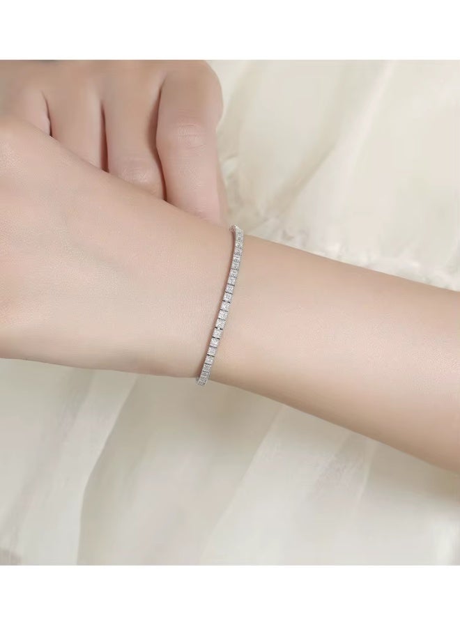 رونق انسيال سواريه تنس مرصع بالكريستال اللامع مصنوع من البلاتين مناسب للسهرات والمناسبات الخاصه هديه مثايه للفتيات- قابل للتعديل -مجوهرات نسائيه -اكسسوارات بنات - Image 4