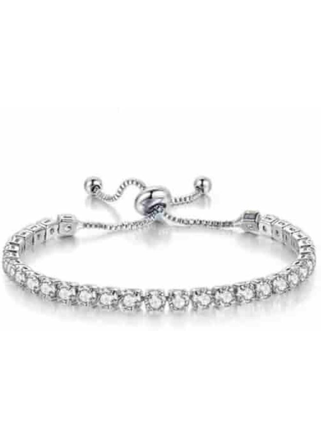 رونق انسيال سواريه تنس مرصع بالكريستال اللامع مصنوع من البلاتين مناسب للسهرات والمناسبات الخاصه هديه مثايه للفتيات- قابل للتعديل -مجوهرات نسائيه -اكسسوارات بنات - Image 1