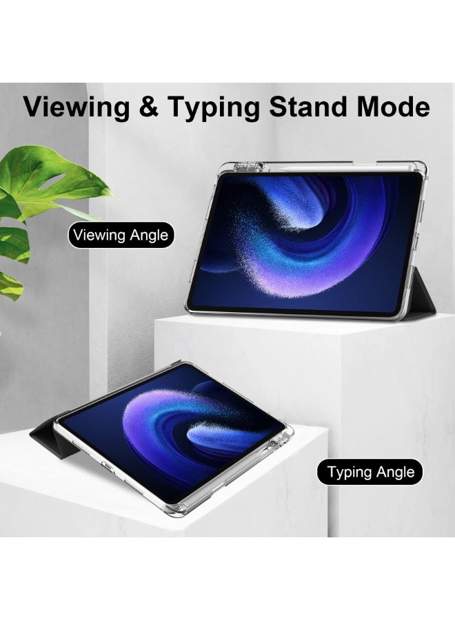 for Honor Pad X9a 11.5 InchCase Cover ,Transparent Airbag With Pen Slot For Anti Drop, Tablet Protective Cover, Triple Fold Multi Angle Design, Automatic Wake-up/sleep, Soft Leather，Blick - Image 3