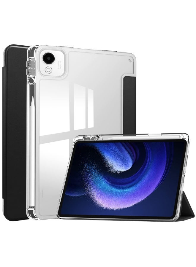 for Honor Pad X9a 11.5 InchCase Cover ,Transparent Airbag With Pen Slot For Anti Drop, Tablet Protective Cover, Triple Fold Multi Angle Design, Automatic Wake-up/sleep, Soft Leather，Blick - Image 1