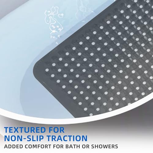 MOONFLY Shower and Bathtub Mat,40x16 Inches,Extra Long Non Slip Mats with Suction Cups and Drain Holes, Machine Washable and Anti Slip Bathmats, Bathroom Mats for Tub Nonslip (Black) - Image 4