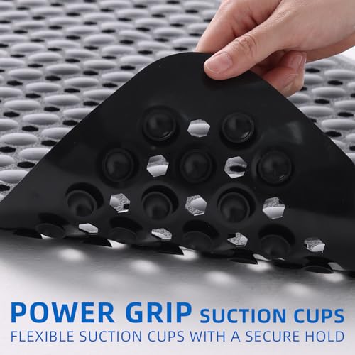 MOONFLY Shower and Bathtub Mat,40x16 Inches,Extra Long Non Slip Mats with Suction Cups and Drain Holes, Machine Washable and Anti Slip Bathmats, Bathroom Mats for Tub Nonslip (Black) - Image 2