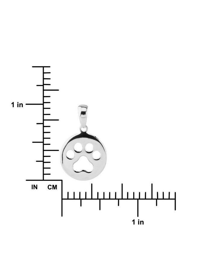 Hawaiian Silver Jewelry - Dog Paw Print Pendant Necklace - 18-Inch Sterling Silver Paw Print Necklace - Italian Made Sterling Silver Chain - Dainty And Cute Silver Necklace - Image 1
