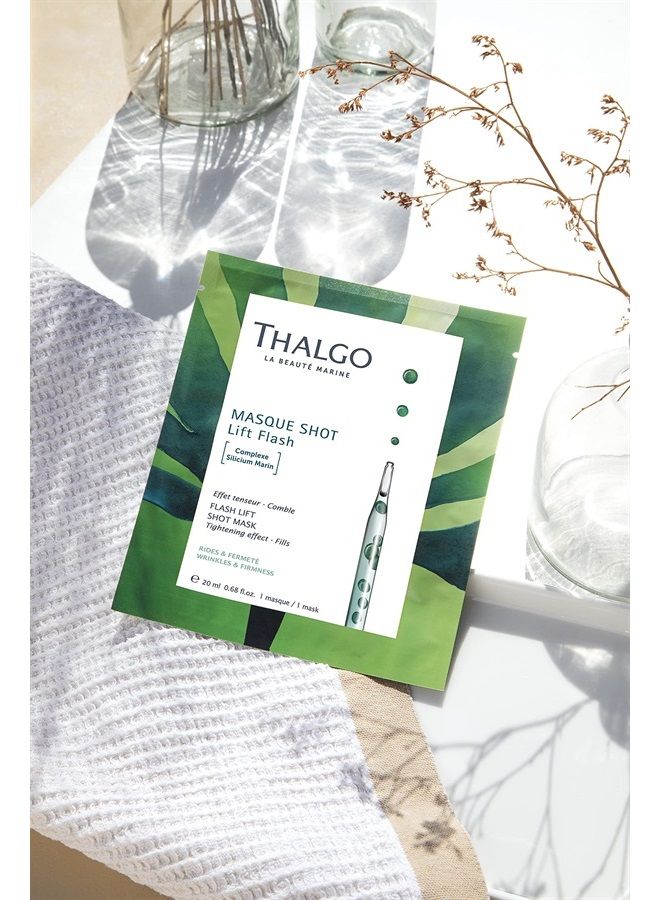 THALGO Marine Skincare, Flash Lift Shot Mask, Marine Silicon and Seaweed Sugar Face Mask, 1 Mask, 20ml, 0.68 fl. oz. - Image 1