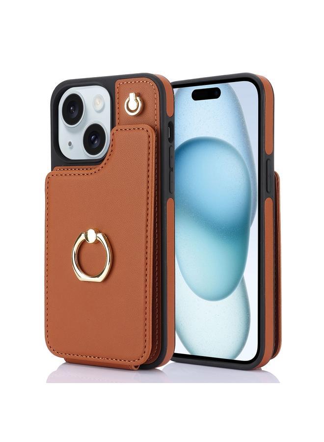 S-TOP Case For iPhone 15 Plus YM005 Skin Feel Card Bag Phone Case with Long Lanyard - Image 1