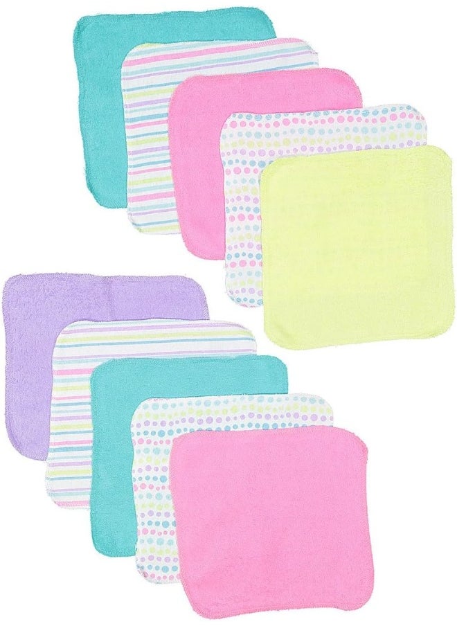 Spasilk Spasilk Washcloth Wipes Set for Newborn Boys and Girls, Soft Terry Washcloth Set, Pack of 10, Aqua Bubbles  - Image 2