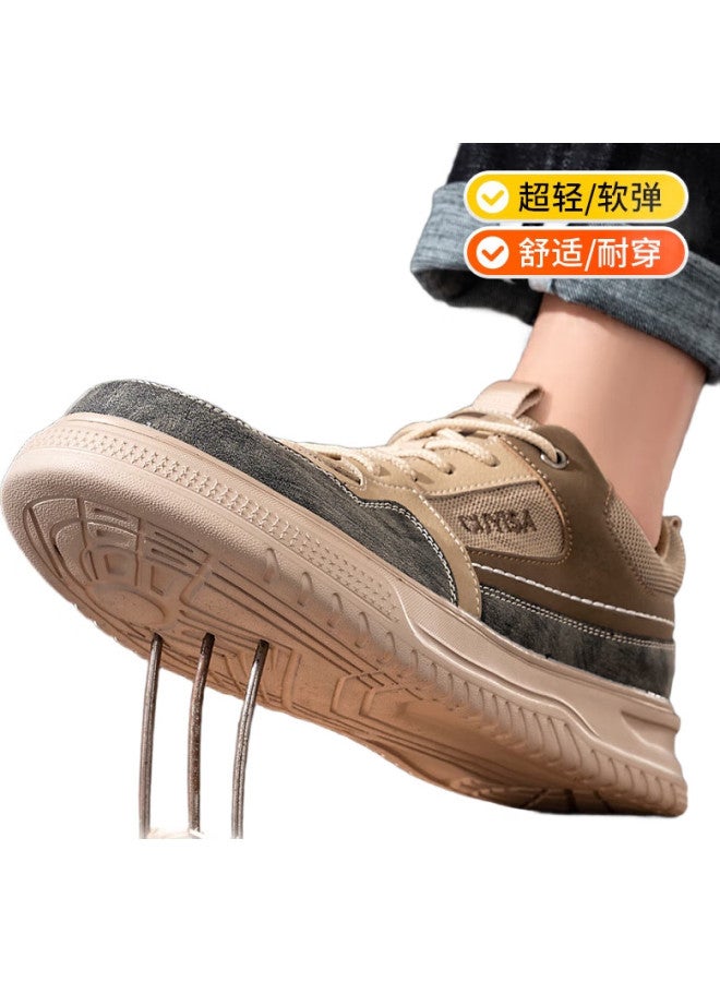 WELDON أحذية أمان للرجال، صيفية قابلة للتنفس، كعب فولاذي، مقاومة للثقب، خفيفة الوزن، مقاومة للرائحة، أحذية أمان لمواقع البناء F080 مقاس 42 - Image 2