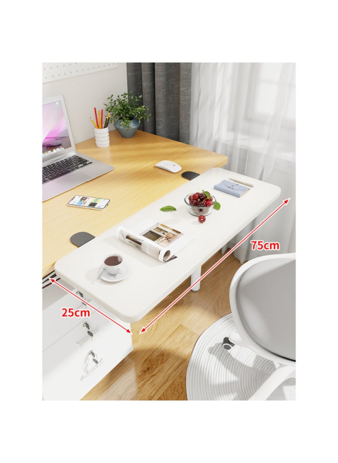 Desktop Extension Hand Support Computer Desk Desk Side Table Board Bracket Keyboard Dormitory Station Board Widened Folding Extension-Pattern:Black Bracket + White Board 75*25*1.2  - Image 1