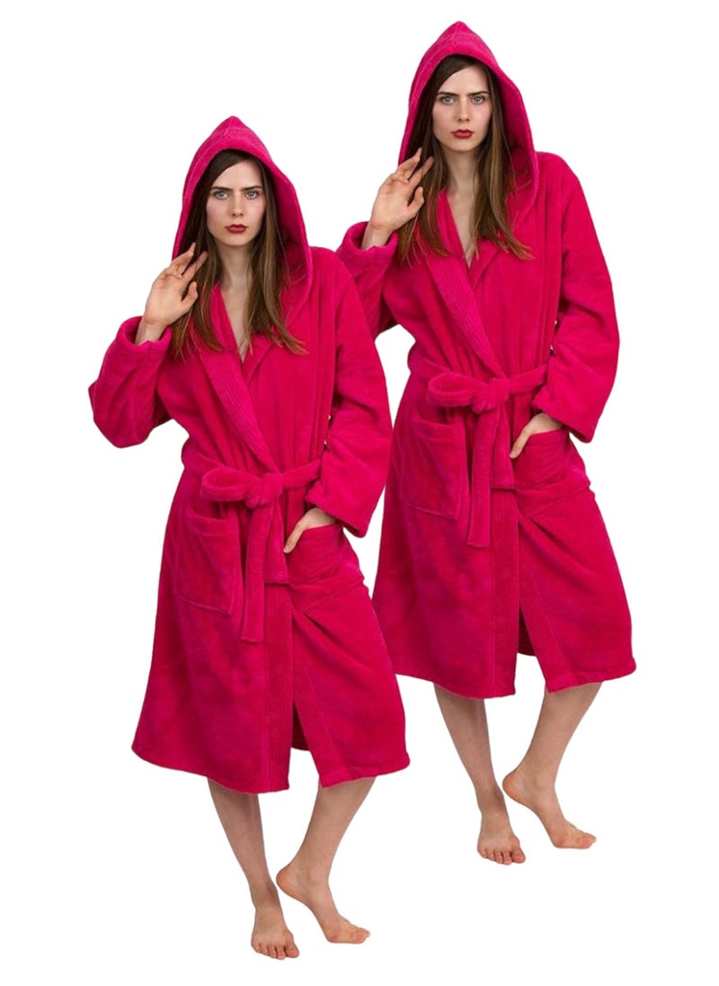 White Rose 2 Pieces Pinkish Red Color Terry Weave Bathrobe Small size 100% Cotton  - Image 1