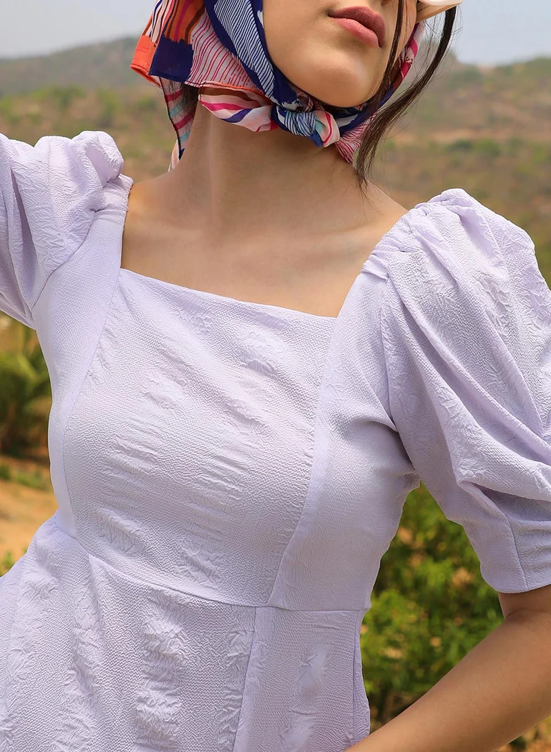 PINACOLADA Textured Puff-Sleeve Dress