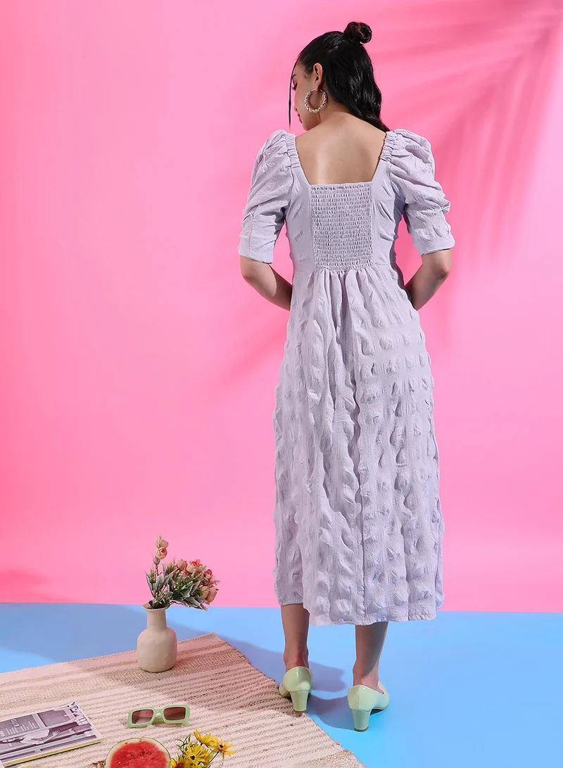 PINACOLADA Textured Puff-Sleeve Dress