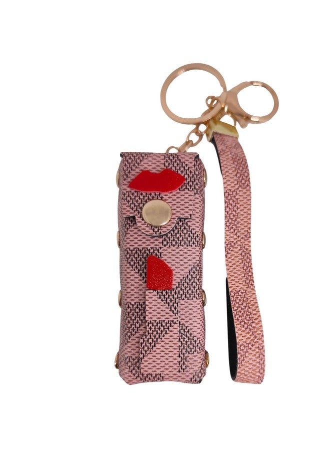 ZAFCO Mini Single Lipstick Case Lip Balm Chap stick Lip Gloss Organizer Leather Keychain Bag Charm Decorative Pendent for Backpack Wallet Purse Gift for Girls Women (Pink) - Image 1