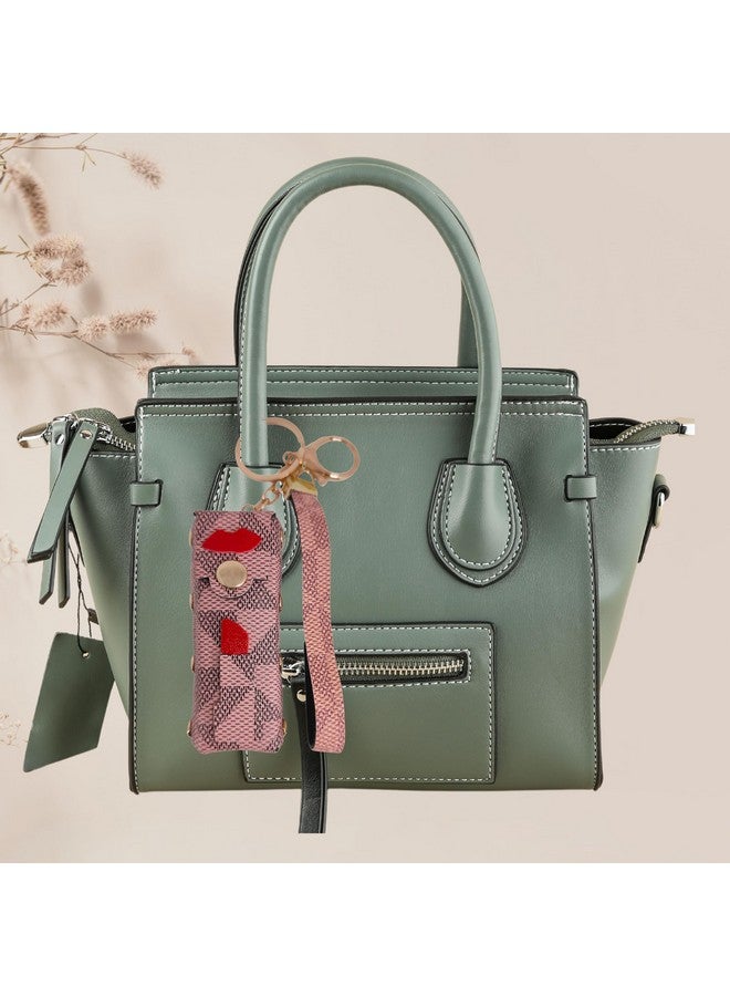 ZAFCO Mini Single Lipstick Case Lip Balm Chap stick Lip Gloss Organizer Leather Keychain Bag Charm Decorative Pendent for Backpack Wallet Purse Gift for Girls Women (Pink) - Image 4