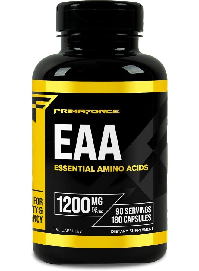PrimaForce EAA Capsules 1200mg, 180 Capsules, 90 Servings - Essential Amino Acids - Non-GMO, Gluten Free & Vegetarian Friendly - Image 1