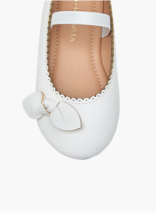 Flora Bella By Shoexpress Girls Textured Ballerina Shoes With Elastic And Bow Detail  - Image 4