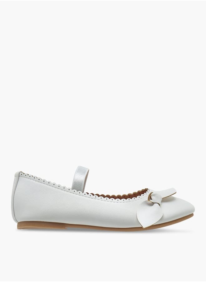 Flora Bella By Shoexpress Girls Textured Ballerina Shoes With Elastic And Bow Detail  - Image 3