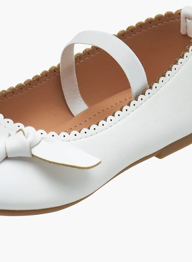 Flora Bella By Shoexpress Girls Textured Ballerina Shoes With Elastic And Bow Detail