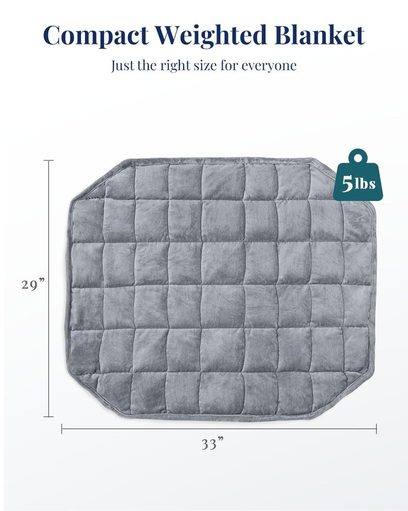 Kivik Weighted Blanket for Travel 5 lbs  Weighted Lap Blanket 29""x33""  Full-Body Coverage & Lightweight  Weighted Lap Pad for Adults  Grey - Image 4