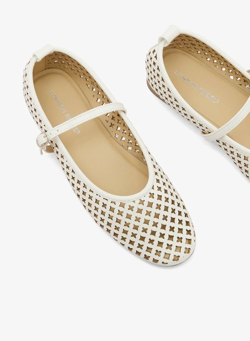 London Rebel  Alba cut out ballet flat with buckle strap for Women | Best Price UAE