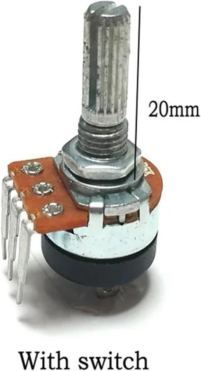RV16S Single Potentiometer WHT148 with Switch 20mm B5K B10K B50K B500K for Amplifier Audio 50k 500k 2Pcs(10K Ohm) - Image 2