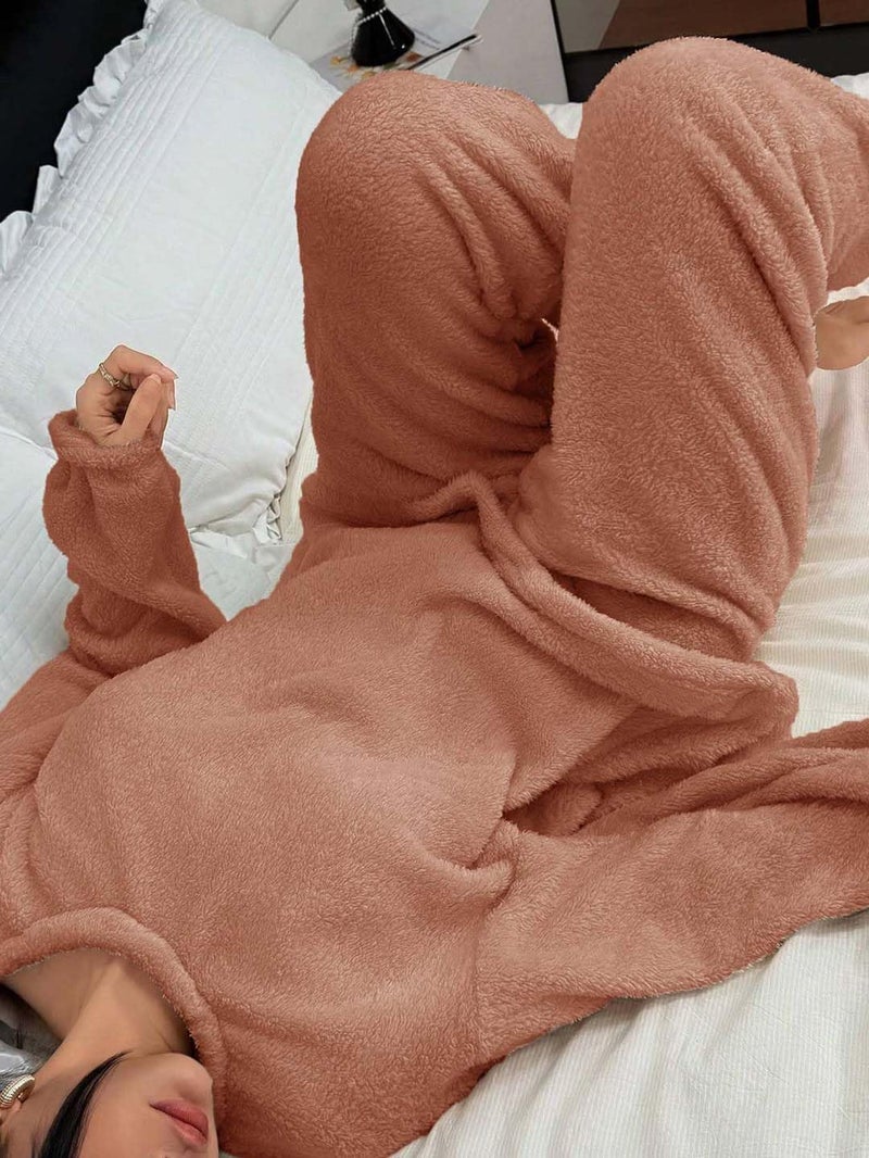 KOTTY Soft Loungewear Set for Women Winter Season (Brown,M)-KTYWINTERSET164M - Image 2