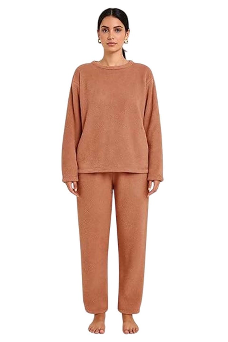 KOTTY Soft Loungewear Set for Women Winter Season (Brown,M)-KTYWINTERSET164M - Image 1