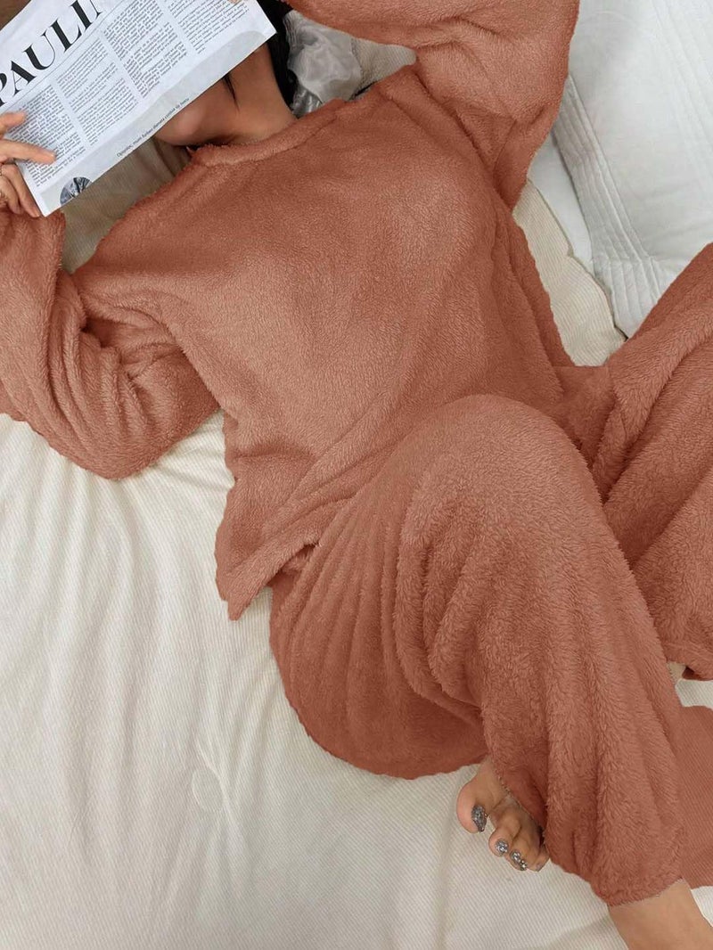 KOTTY Soft Loungewear Set for Women Winter Season (Brown,M)-KTYWINTERSET164M - Image 4