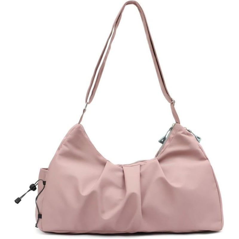 Lightweight Gym Bag for Women Crossbody Sports Duffel with Shoe Compartment Water-Resistant Wet Pocket Multi-Compartment Travel Yoga Bag For Swimming, Weekend Overnight Trips Pink - Image 1