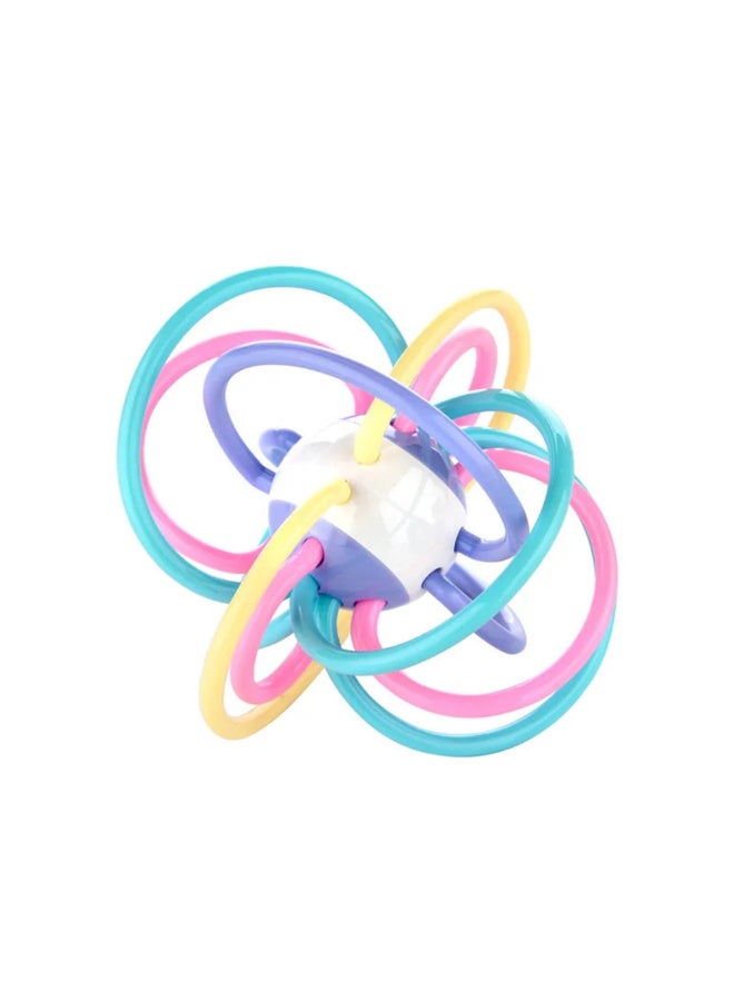 MiniMe Multicolored Soft Rubber Hand Rattle Teething Ball | 6–36 Months | Multicolor | ABS & TPU | Built-in Rattle & Ring Design | Soft & Tough | Easy to Grip & Hold | Safe & Durable for Babies - Image 1
