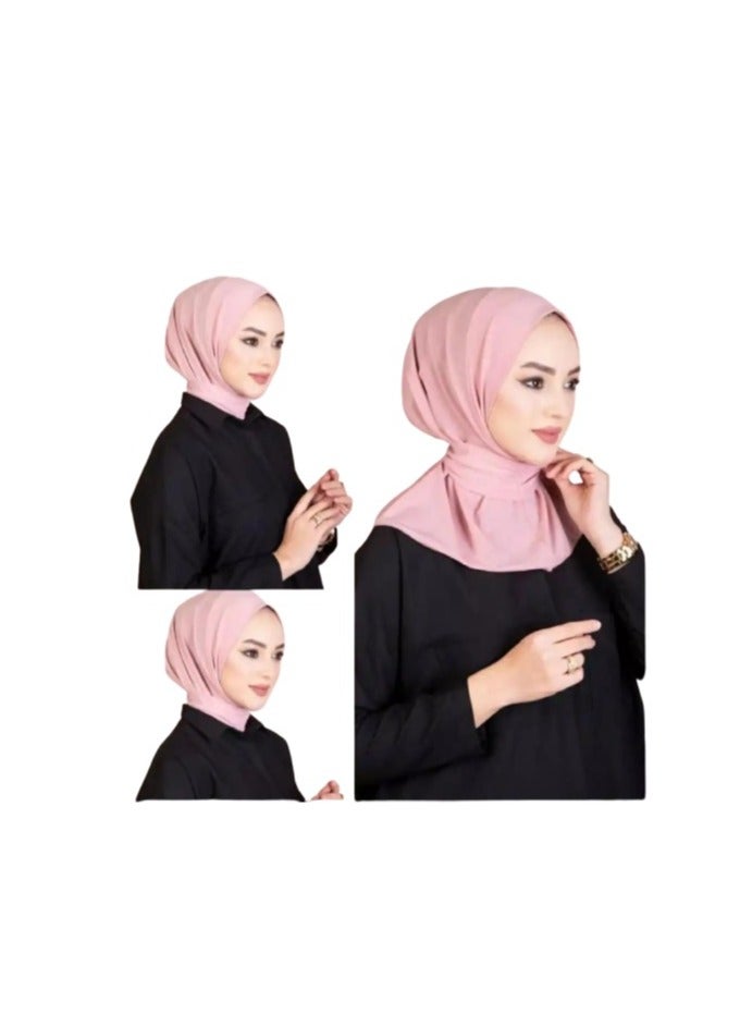 Chin Turban women Hijab, Back Button Hijab, Instant Hijab, Prayer Hijab, Convenient Style, Sports Hijab, One-Piece Head Cover (Leather Red) - Image 1
