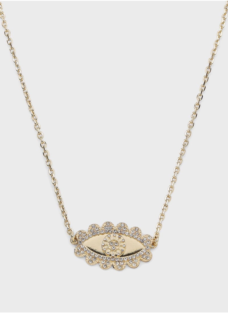Khizana - Evil Eye Rhinestone Pendant Long Necklace - Image 1
