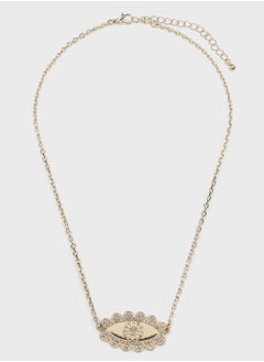 Evil Eye Rhinestone Pendant Long Necklace