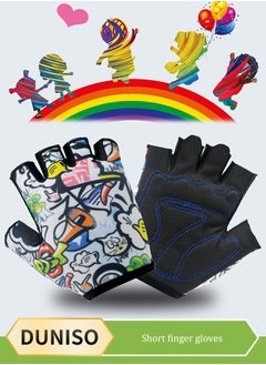 Kids Cycling Gloves Breathable Adjustable Half Finger Gloves Non-slip Bicycle Gloves Mittens Summer Fingerless Gloves for Children Boys Girls Outdoor Sport Biking Riding Skating Rock Climbing