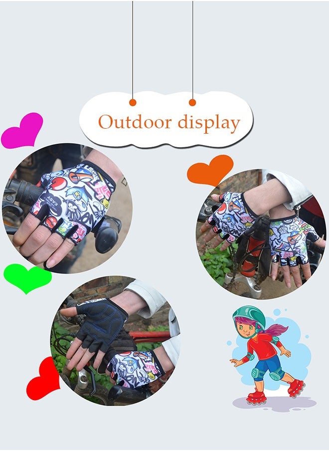 Generic - Kids Cycling Gloves Breathable Adjustable Half Finger Gloves Non-slip Bicycle Gloves Mittens Summer Fingerless Gloves for Children Boys Girls Outdoor Sport Biking Riding Skating Rock Climbing - Image 1