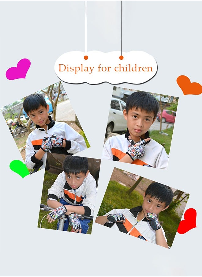 Generic - Kids Cycling Gloves Breathable Adjustable Half Finger Gloves Non-slip Bicycle Gloves Mittens Summer Fingerless Gloves for Children Boys Girls Outdoor Sport Biking Riding Skating Rock Climbing - Image 1