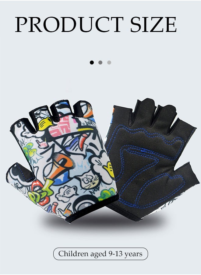 Generic - Kids Cycling Gloves Breathable Adjustable Half Finger Gloves Non-slip Bicycle Gloves Mittens Summer Fingerless Gloves for Children Boys Girls Outdoor Sport Biking Riding Skating Rock Climbing - Image 1