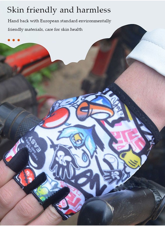 Generic - Kids Cycling Gloves Breathable Adjustable Half Finger Gloves Non-slip Bicycle Gloves Mittens Summer Fingerless Gloves for Children Boys Girls Outdoor Sport Biking Riding Skating Rock Climbing - Image 1