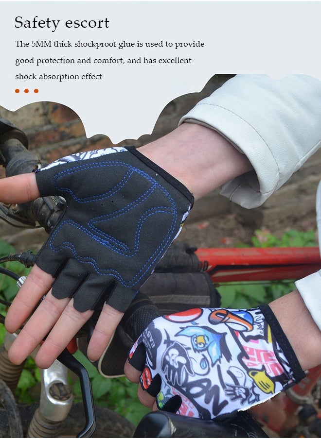 Generic - Kids Cycling Gloves Breathable Adjustable Half Finger Gloves Non-slip Bicycle Gloves Mittens Summer Fingerless Gloves for Children Boys Girls Outdoor Sport Biking Riding Skating Rock Climbing - Image 1