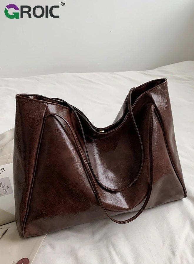 GROIC Large Tote Bag for Women,Leather Shoulder Bag,Purses Satchel for Women Casual Handbag Work Dating College - Image 3