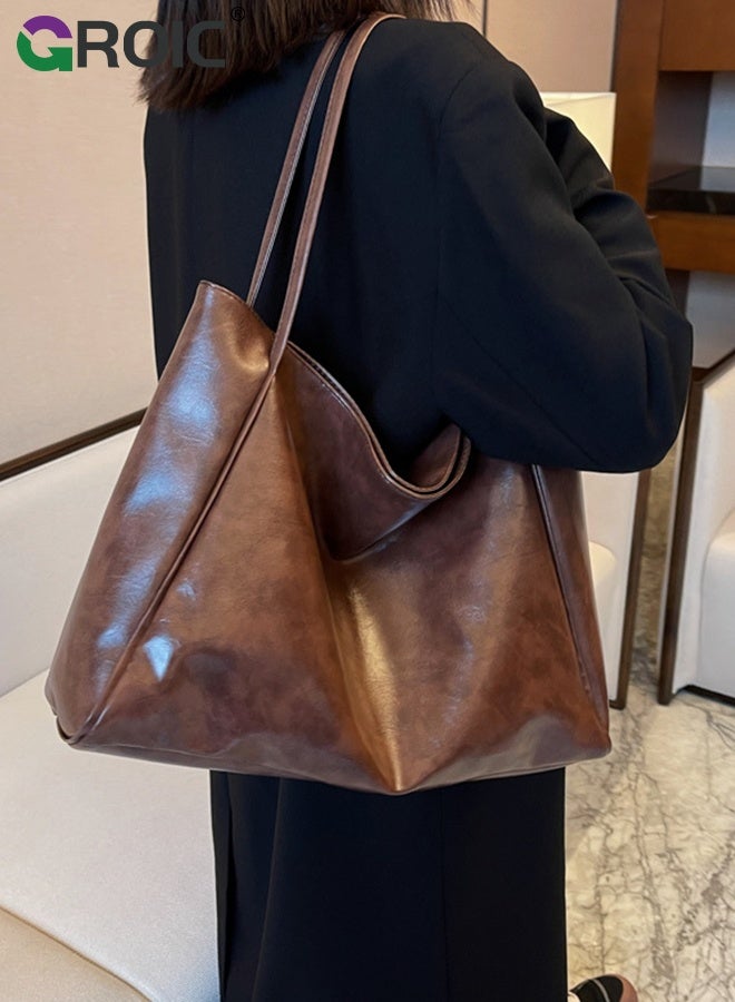 GROIC Large Tote Bag for Women,Leather Shoulder Bag,Purses Satchel for Women Casual Handbag Work Dating College - Image 5