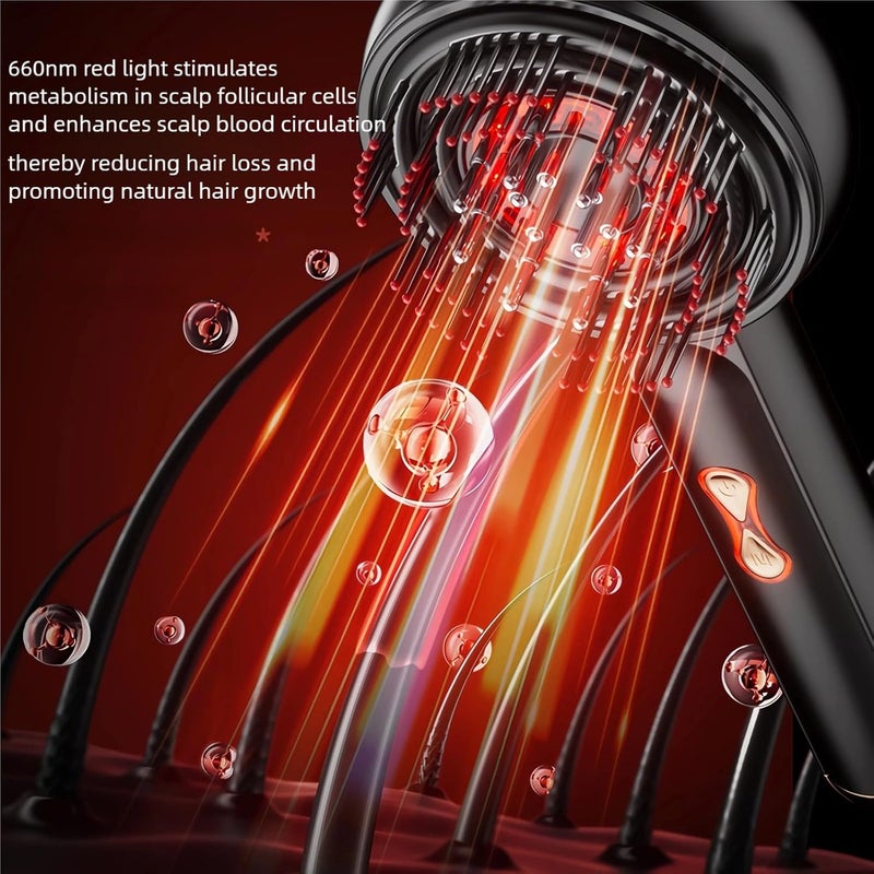 Electric Scalp Massager with Red Light for Hair Care – Hair Oil Applicator Comb, Reduce Hair Loss, Portable Head Massager for Scalp Care & Relaxation, for Travel, Office,Home (red) - Image 2