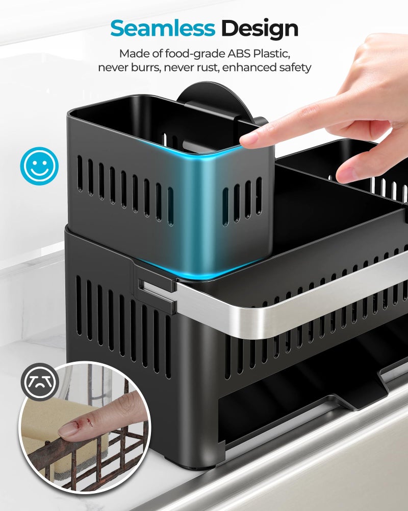 Nieifi Sponge Holder for Kitchen Sink, Sink Caddy with Towel Rack, Dish Sponge Holder, Brush Holder for Kitchen Sink Organizer Storage - Image 2