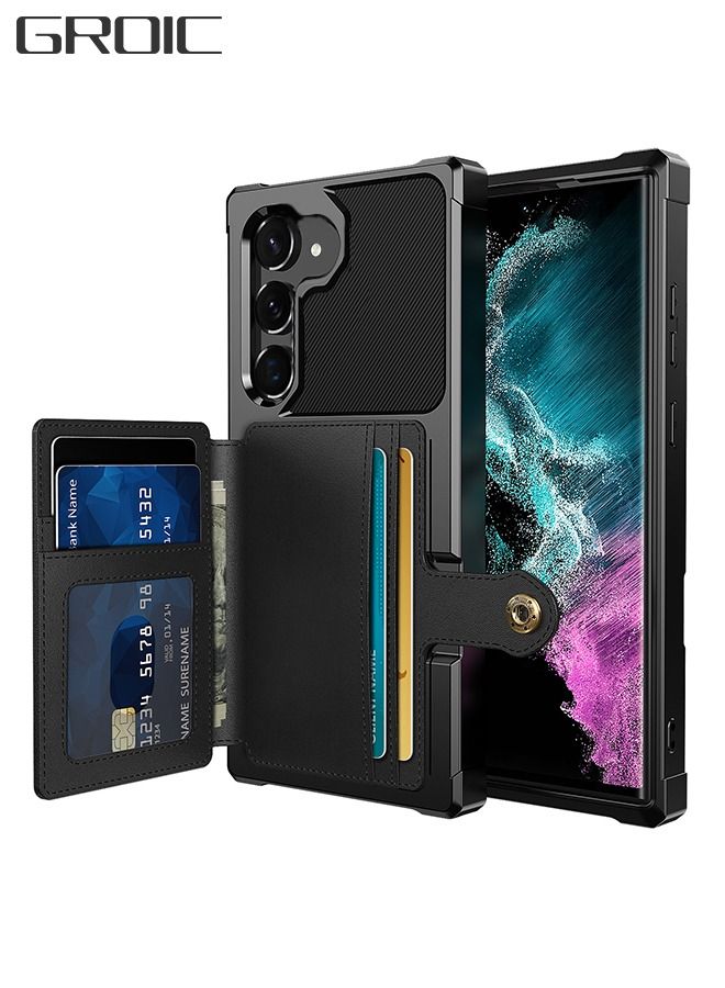 GROIC Case for Samsung Galaxy S23 Plus 6.6" Wallet Magnetic Back Case with Card Slots Shell Stand Function Ultra Thin Anti-Fingerprint Shockproof Protective Cover  - Image 1
