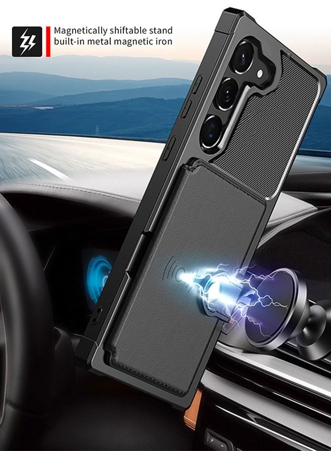 GROIC Case for Samsung Galaxy S23 Plus 6.6" Wallet Magnetic Back Case with Card Slots Shell Stand Function Ultra Thin Anti-Fingerprint Shockproof Protective Cover  - Image 3